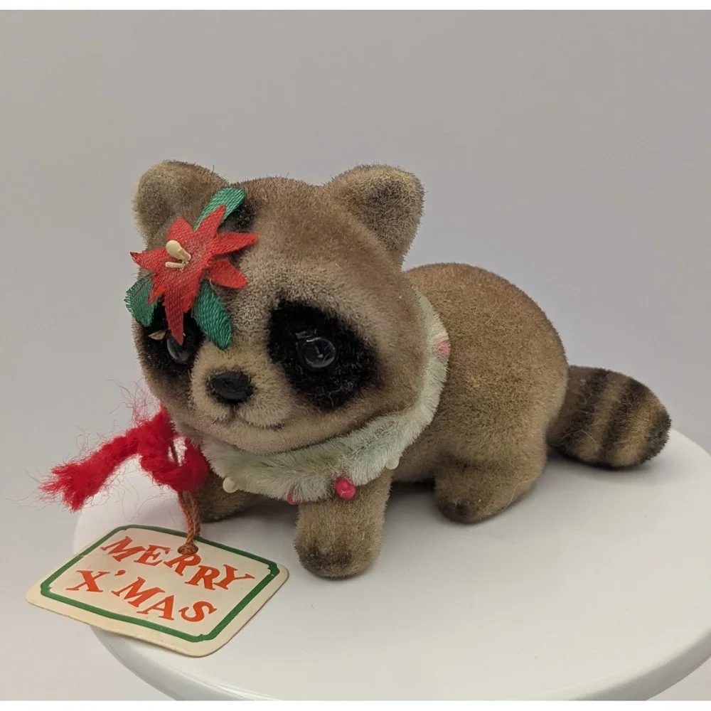 Josef Fuzzy Wazzy Bears Raccoon Christmas Ornaments Drum Doll Horse Lot Of 6‎